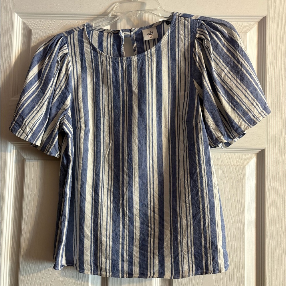 Cabi Blue and White Striped Blouse
